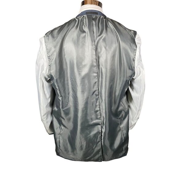 CHAPS Sport Coat 44L Blue Puppytooth Check Polyester Rayon Two Button Vented - Picture 9 of 15